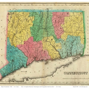 Connecticut 1822 Map - by Carey   Reprint