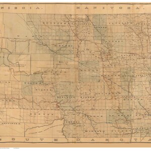North Dakota - 1892 Railroad Map - Old State Map Reprint