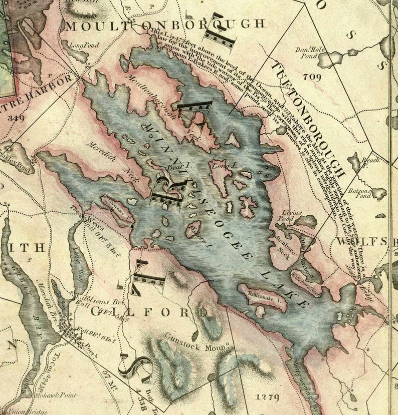 Lake Winnipesaukee 1816 Map by Phillip Carrigain Reprint - Etsy
