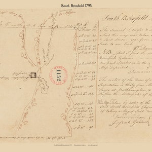 South Brimfield 1795 - Town Plan - Old Roads Reprint, Massachusetts Archives - MA