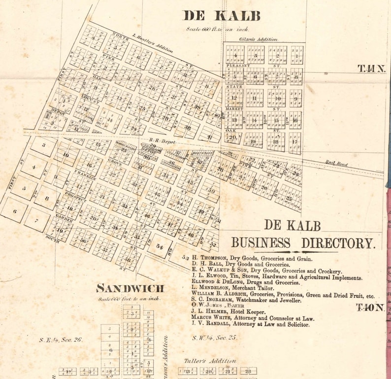 Dekalb County Illinois 1860 Old Wall Map Reprint With - Etsy