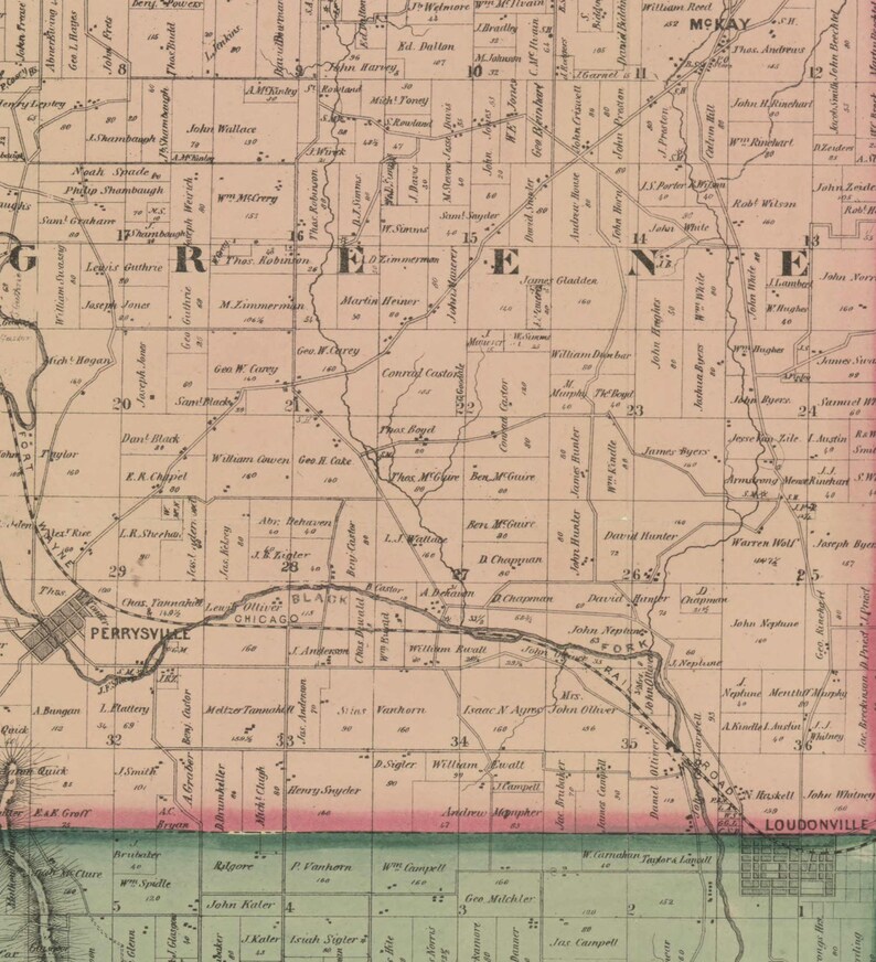 Ashland County Ohio 1861 Nunan Old Wall Map Reprint With - Etsy