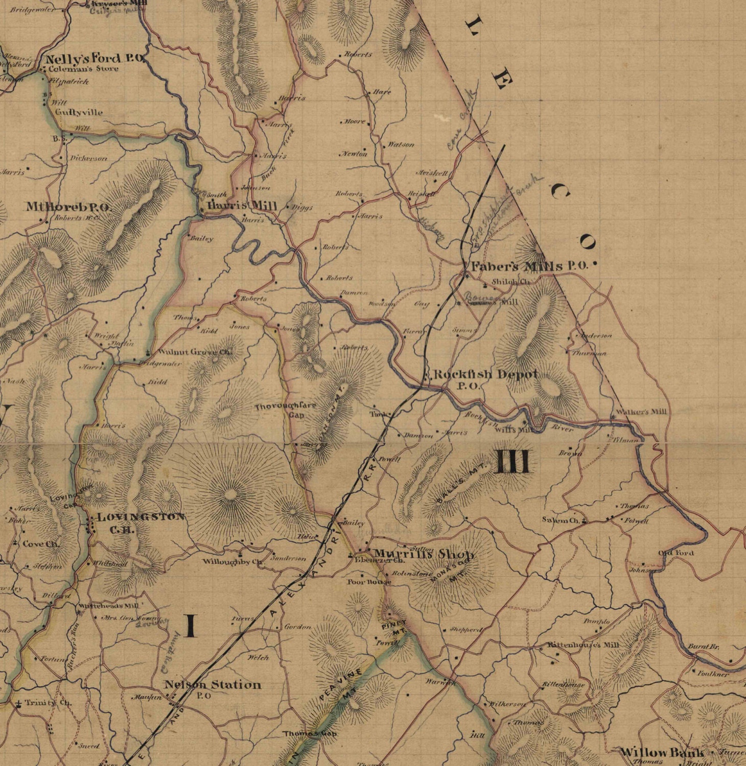 Nelson County Virginia 1866 Old Wall Map With Homeowners Etsy