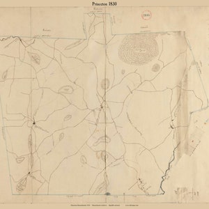 Princeton 1830 Town Plan - Old Roads Map Reprint RESTORED Massachusetts Archives - MA