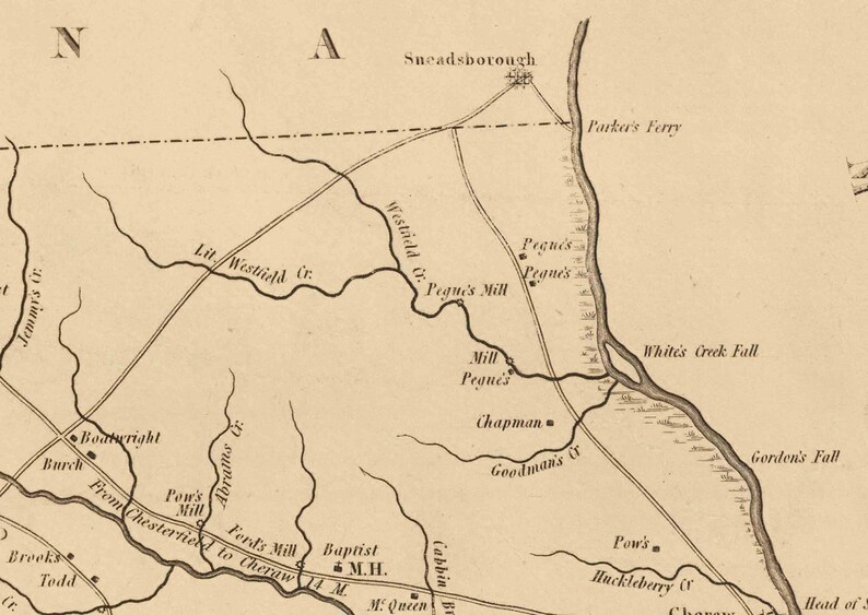 Chesterfield District South Carolina 1825 County Wall Map Etsy