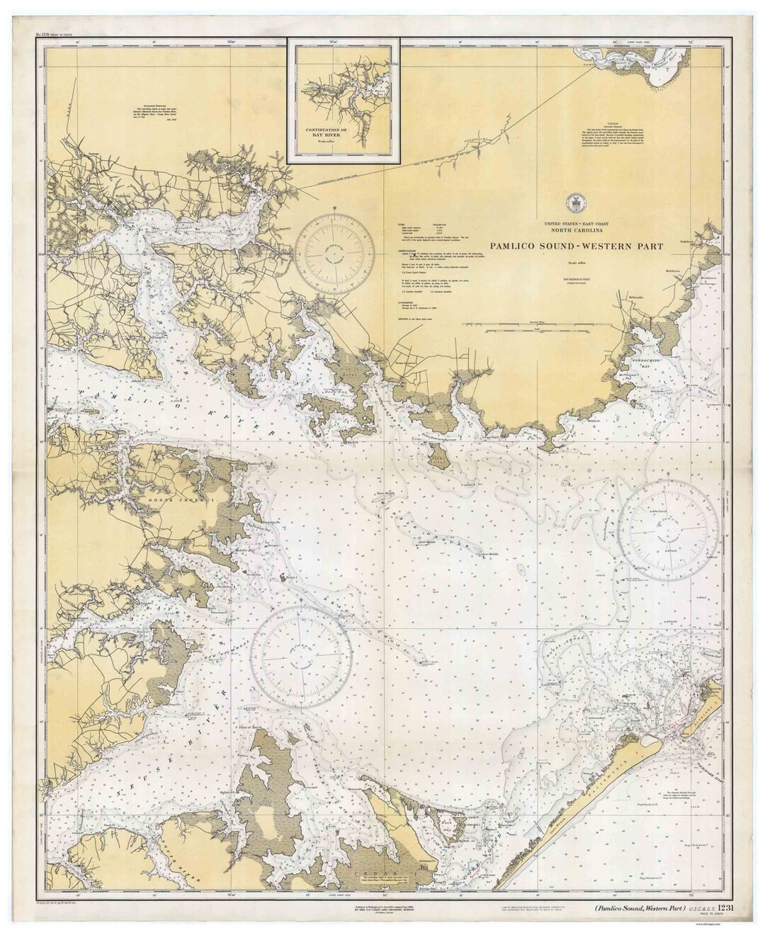 Pamlico Sound 1933 Western Sheet Outer Banks Ocracoke Vandemere