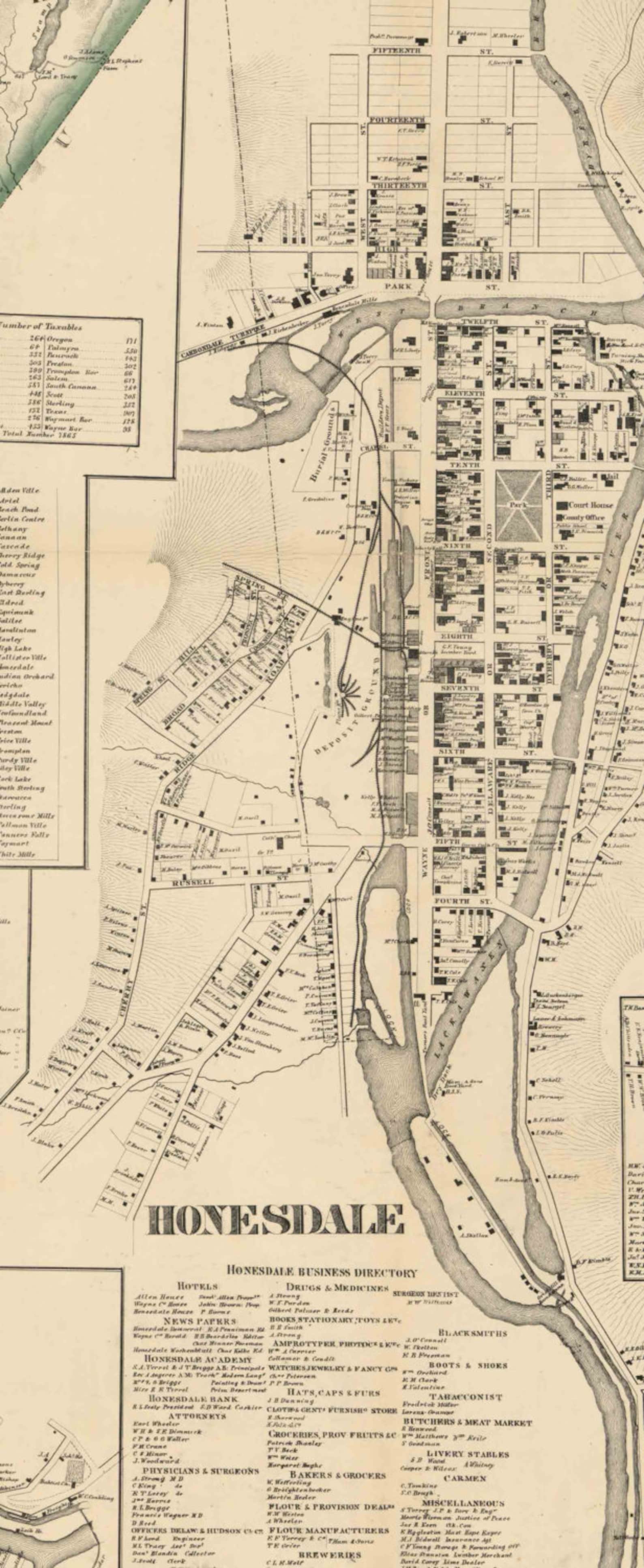 Wayne County Pennsylvania ca. 1860 Wall Map with Etsy