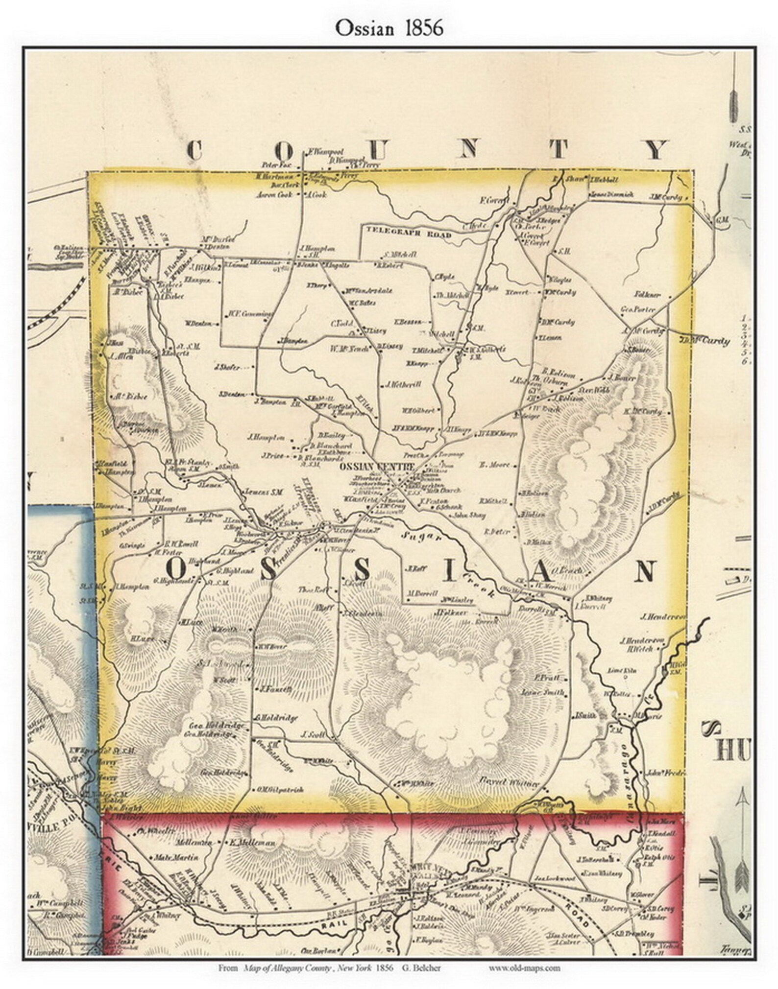 Ossian 1856 Old Town Map With Homeowner Names New York Etsy