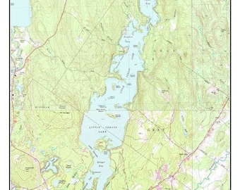 Sebago Lake Fishing Map Little Sebago Lake | Etsy