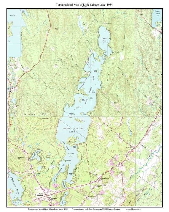 Sebago Lake Topographic Map Little Sebago Lake 1984 Old Topographic Map Usgs Custom | Etsy Canada