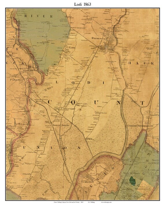 Lodi 1863 Old Town Map With Homeowner Names New Jersey Etsy