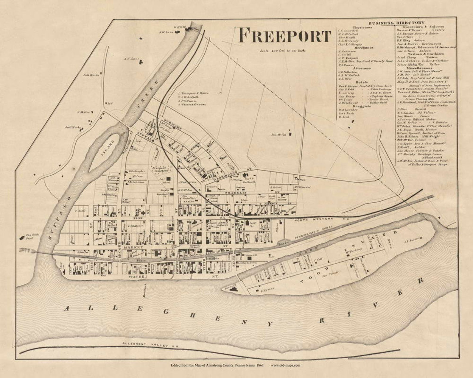 Freeport 1861 Old Town Map With Homeowner Names South Buffalo - Etsy