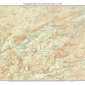 Fulton Chain Lakes 1903 USGS Old Topographic map - Reprint - Custom Composite - Adirondack Lakes New York