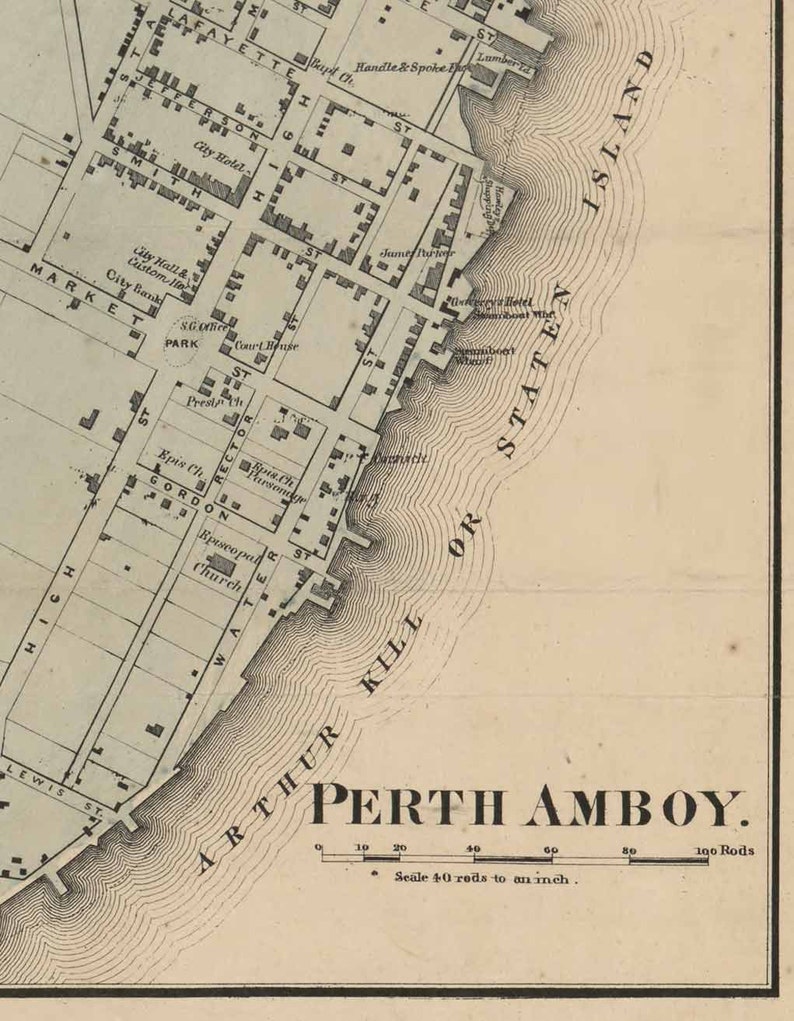 Middlesex County New Jersey 1861 Old Wall Map Reprint With Etsy