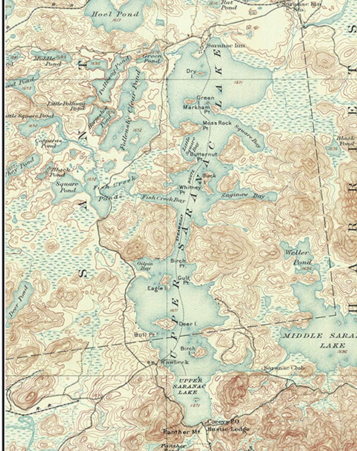 Saranac Lakes 1904 USGS Old Topographic Map Upper Saranac Etsy
