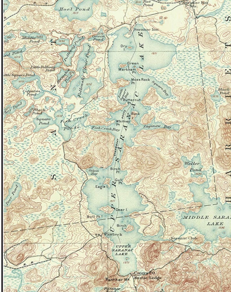 Saranac Lakes 1904 USGS Old Topographic Map Upper Saranac Etsy