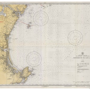 Portsmouth, NH to Cape Ann, MA - 1933 Nautical Map - Reprint 80000 AC - Chart 1206