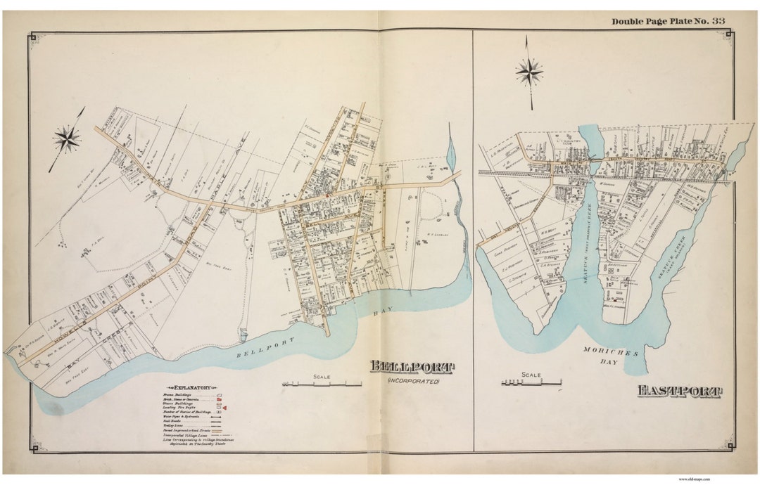 Bellport & Eastport 1915 Brookhaven Long Island New York Suffolk Co