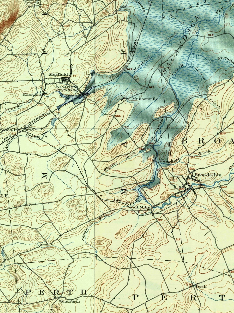 Great Sacandaga Lake 1937 USGS Old Topo Map close Up | Etsy