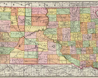 South Dakota - 1891 - Old State Map Reprint - Rand, McNally & Co. Atlas