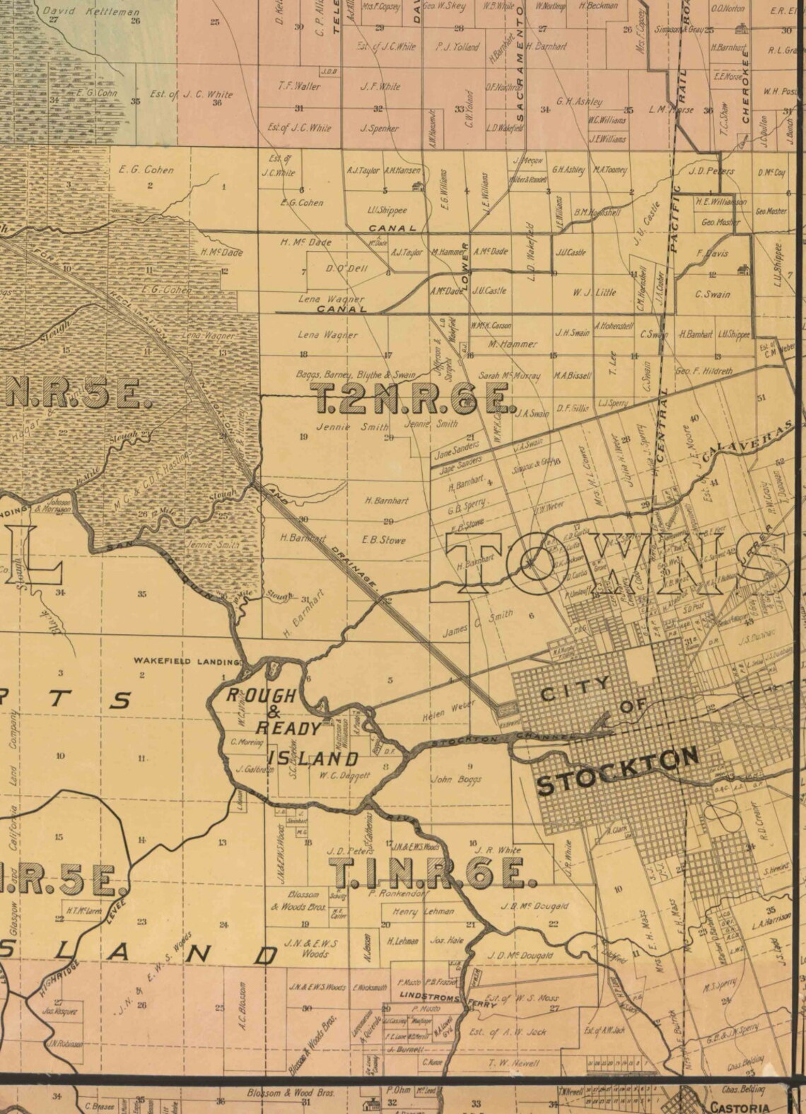 San Joaquin County California 1895 Old Wall Map Reprint With Etsy