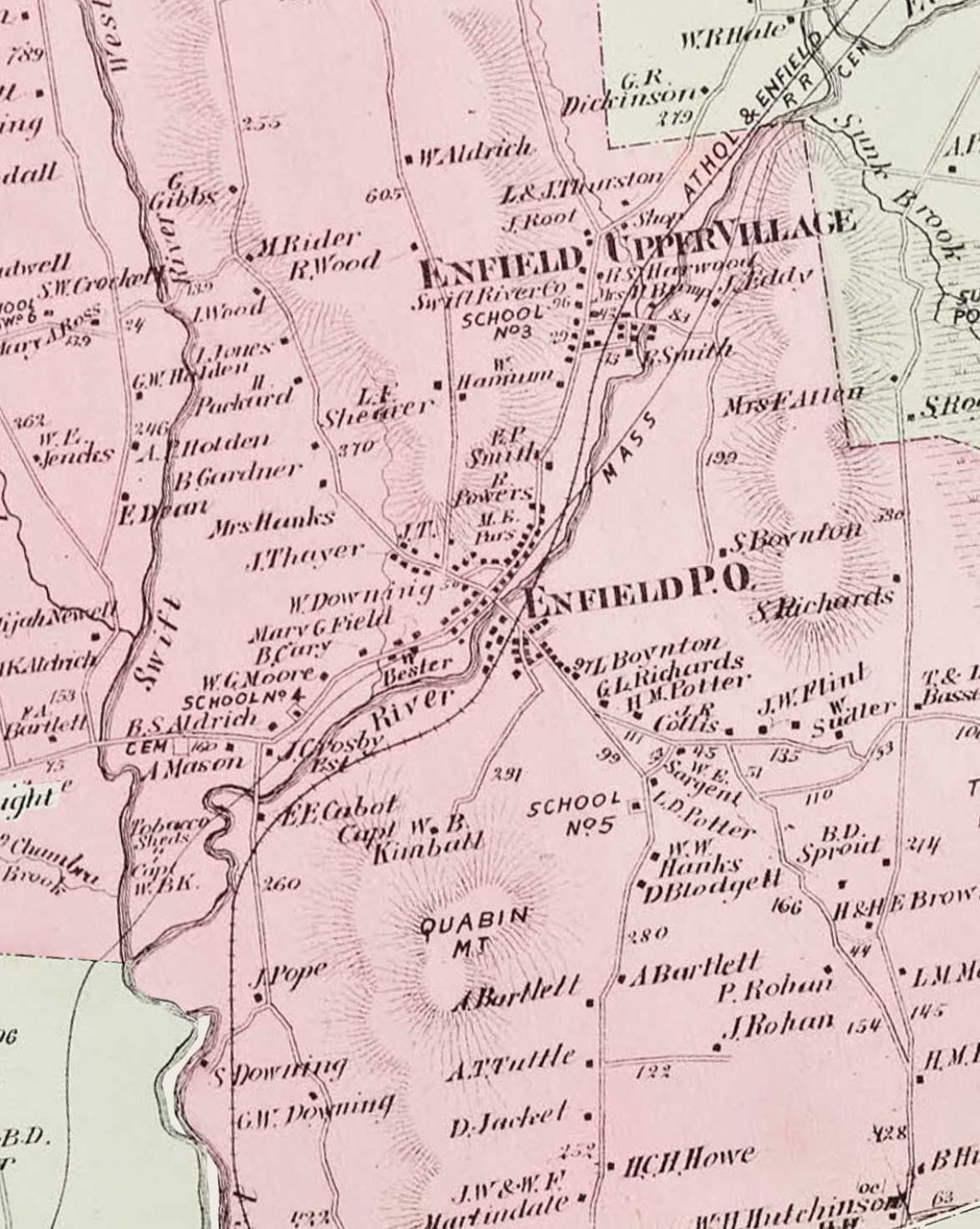 Quabbin 1870s Map of Lands Now Covered by Quabbin Reservoir Etsy