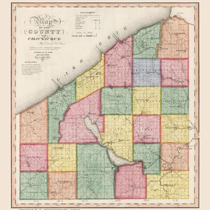 Chautauque County 1840 Lot Lines Chautauque Lake Lake Erie Dunkirk Harbor New York & Erie Railroad Old Map Burr Atlas New York