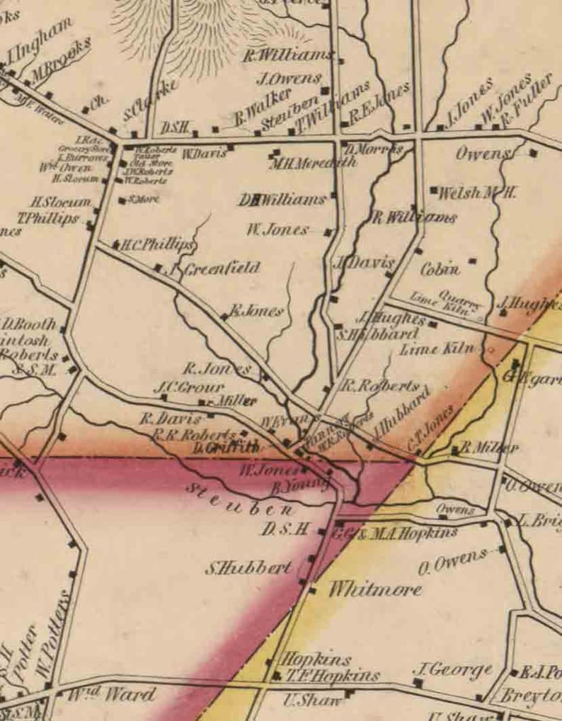 Oneida County New York 1852 Old Wall Map Reprint With Etsy