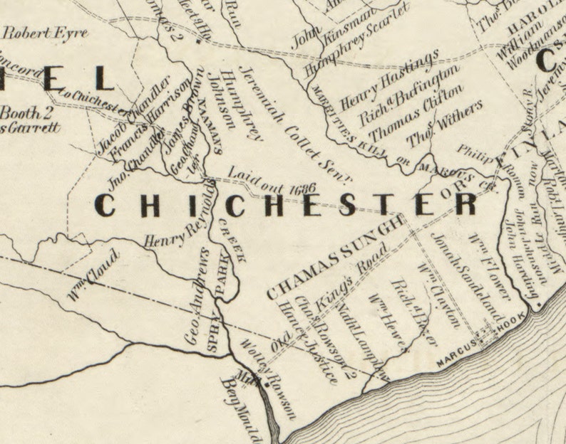 Delaware County Pennsylvania Ca 1790 Early Settlements Old Etsy