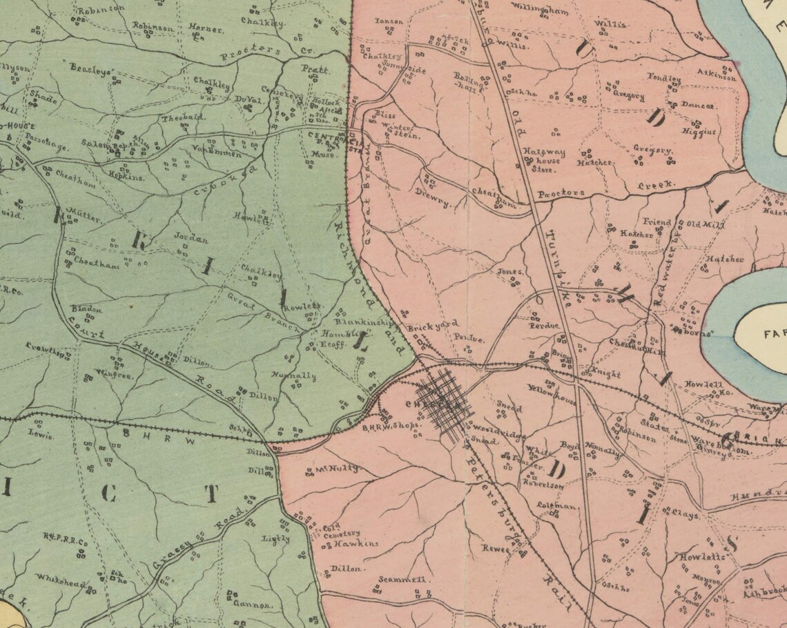 Chesterfield County Virginia 1888 Old Wall Map With Homeowner Etsy