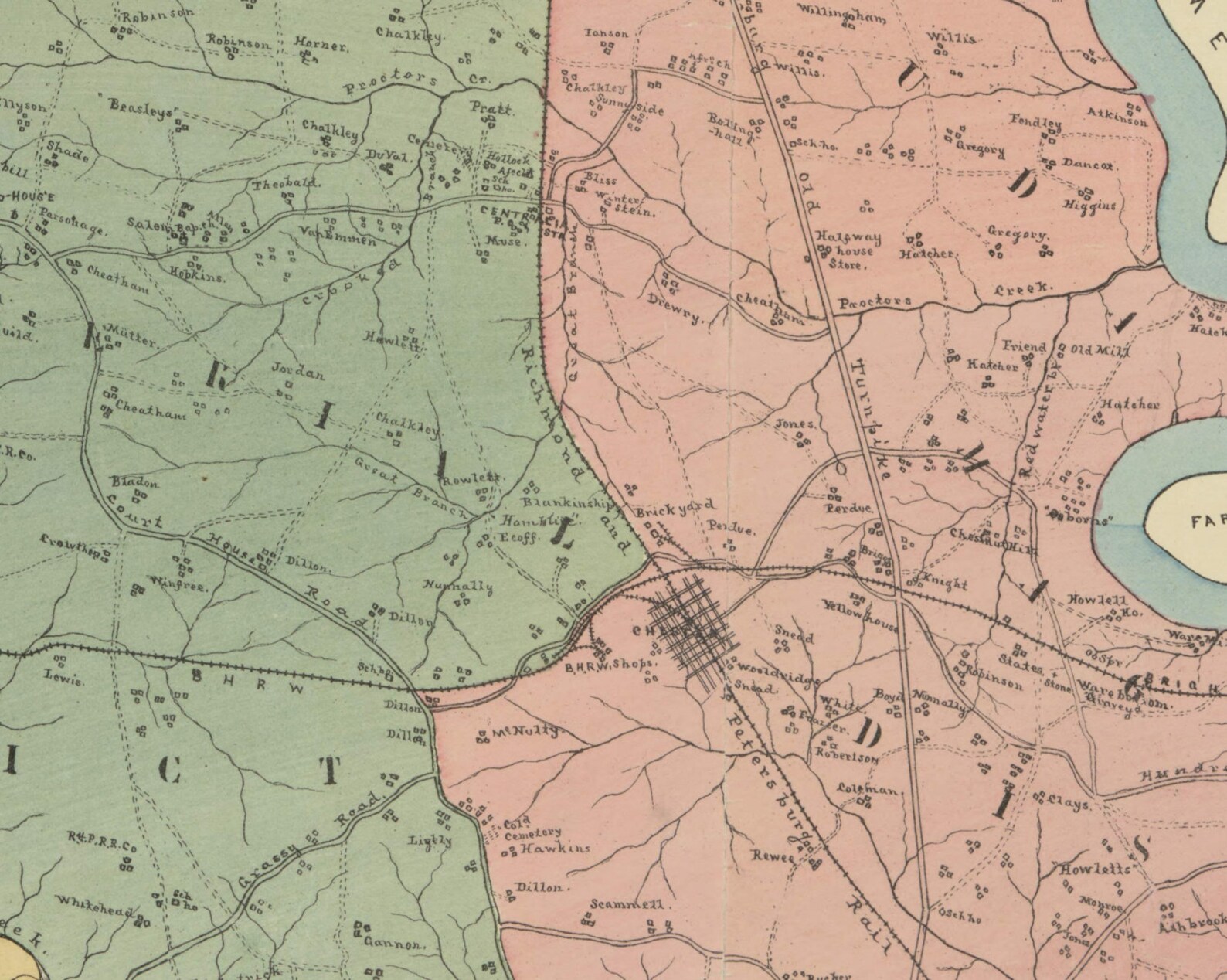 Chesterfield County Virginia 1888 Old Wall Map With Homeowner Etsy