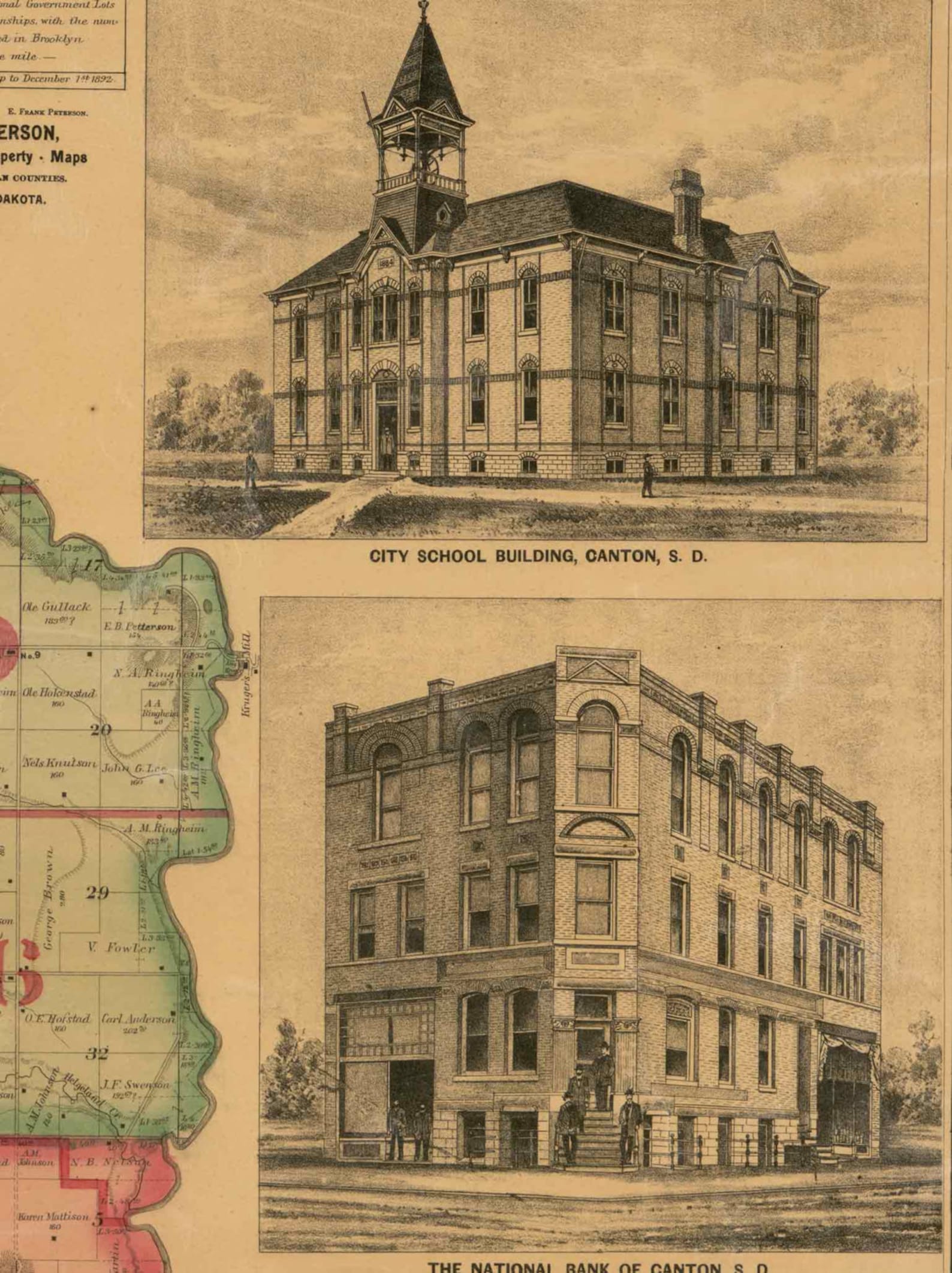 Lincoln County South Dakota 1893 Old Wall Map With Landowner Etsy