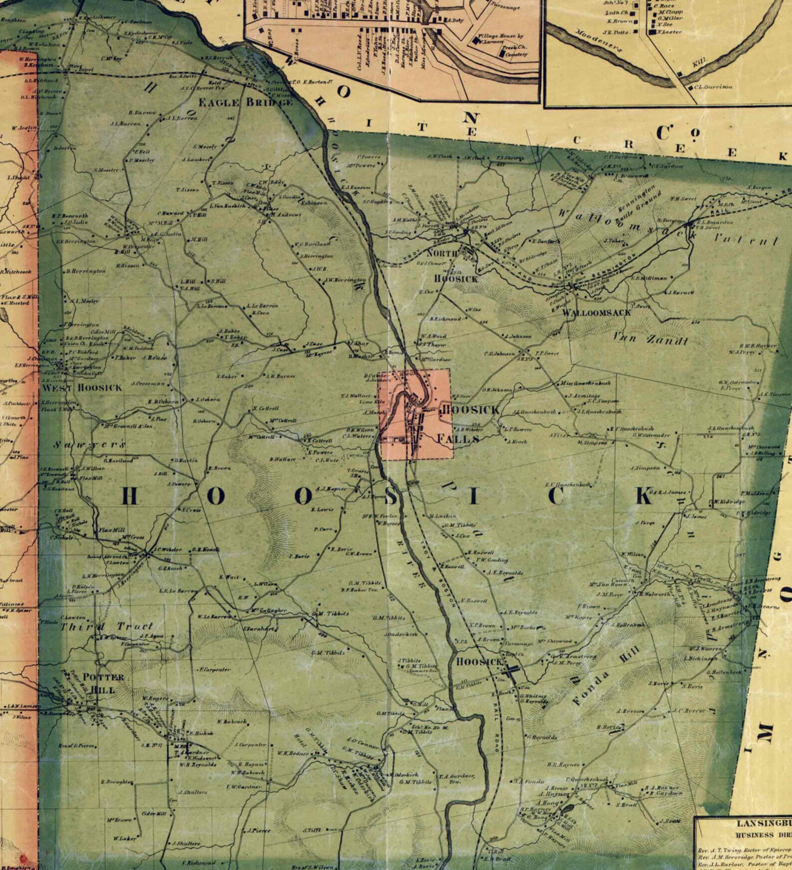 Rensselaer County New York 1861 Old Wall Map Reprint with Etsy Nederland