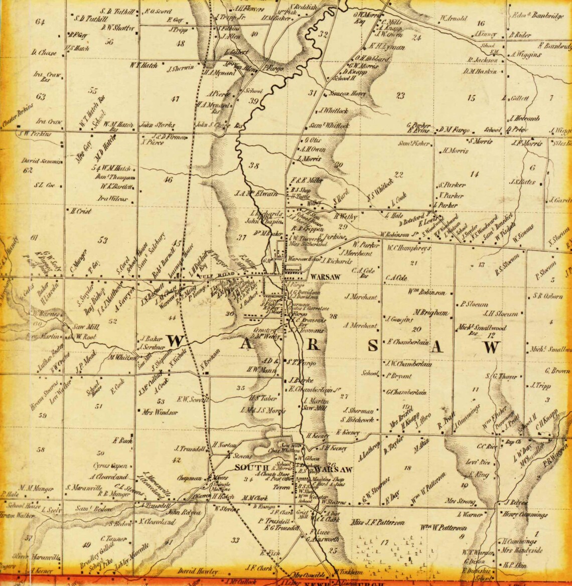Wyoming County New York 1853 Old Wall Map Reprint with Etsy