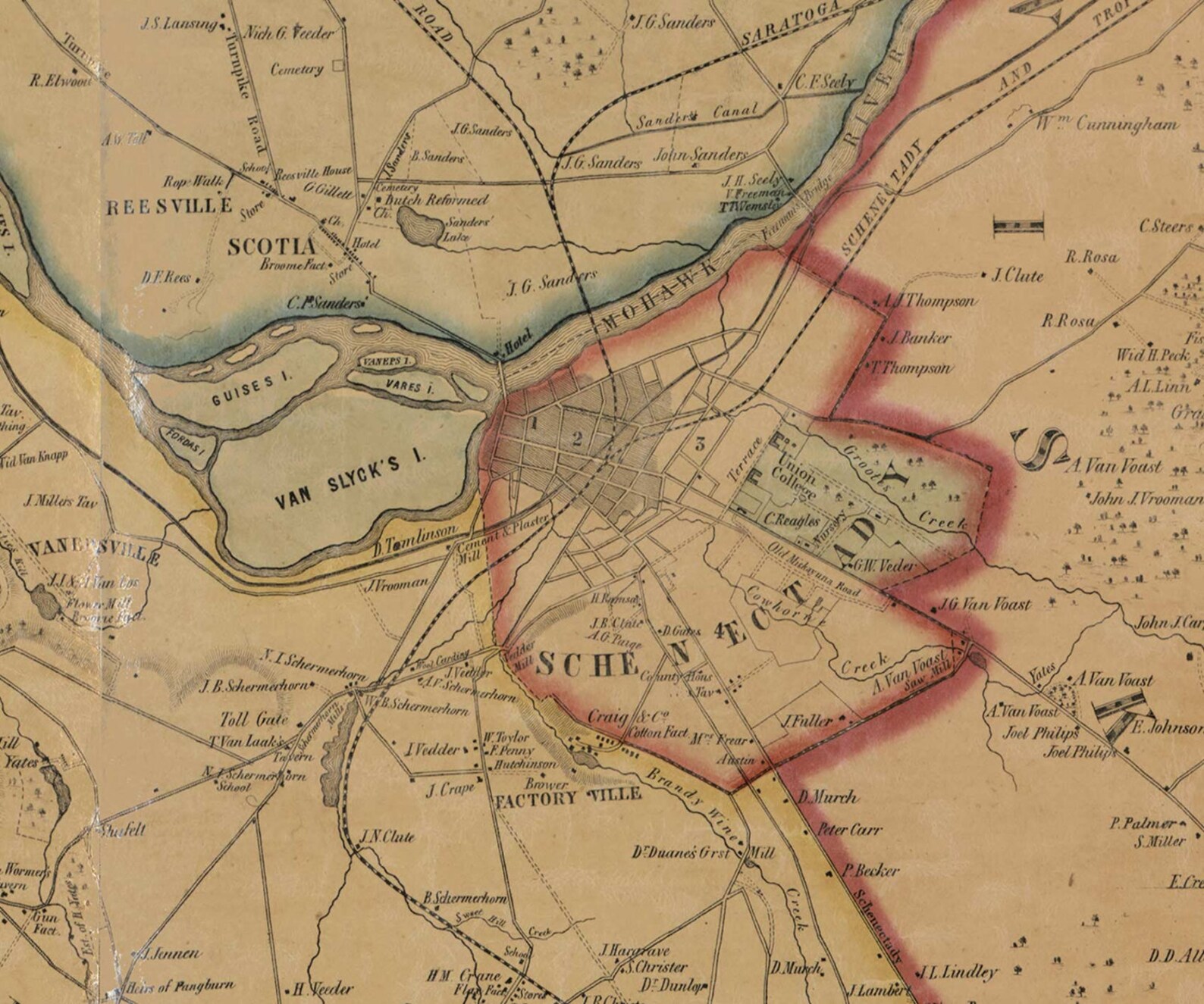 Schenectady County New York 1856 Old Wall Map Reprint With Etsy