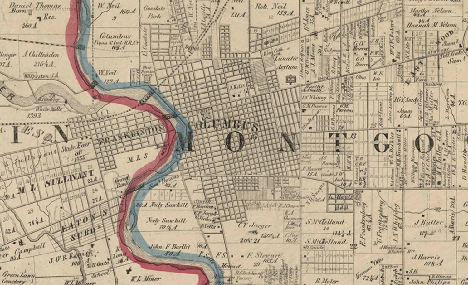 Franklin County Ohio 1856 Old Wall Map Reprint With  Etsy