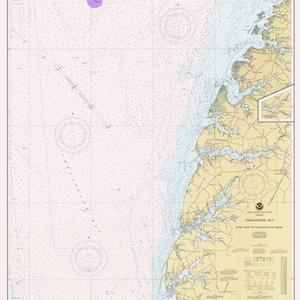 May include: A nautical chart of the Chesapeake Bay, Virginia, showing Wolf Trap to Piankatank Creek. The chart includes depth soundings, navigational aids, and shoreline features. The chart is printed in black and white with blue and green accents.