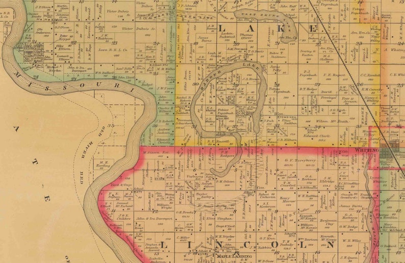 Monona County Iowa 1884 Old Wall Map With Landowner Names Farm Etsy