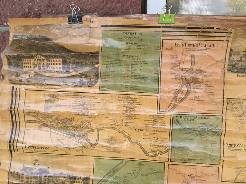 Grafton County NH 1860 Map Original Wall Map Homeowner Names Etsy