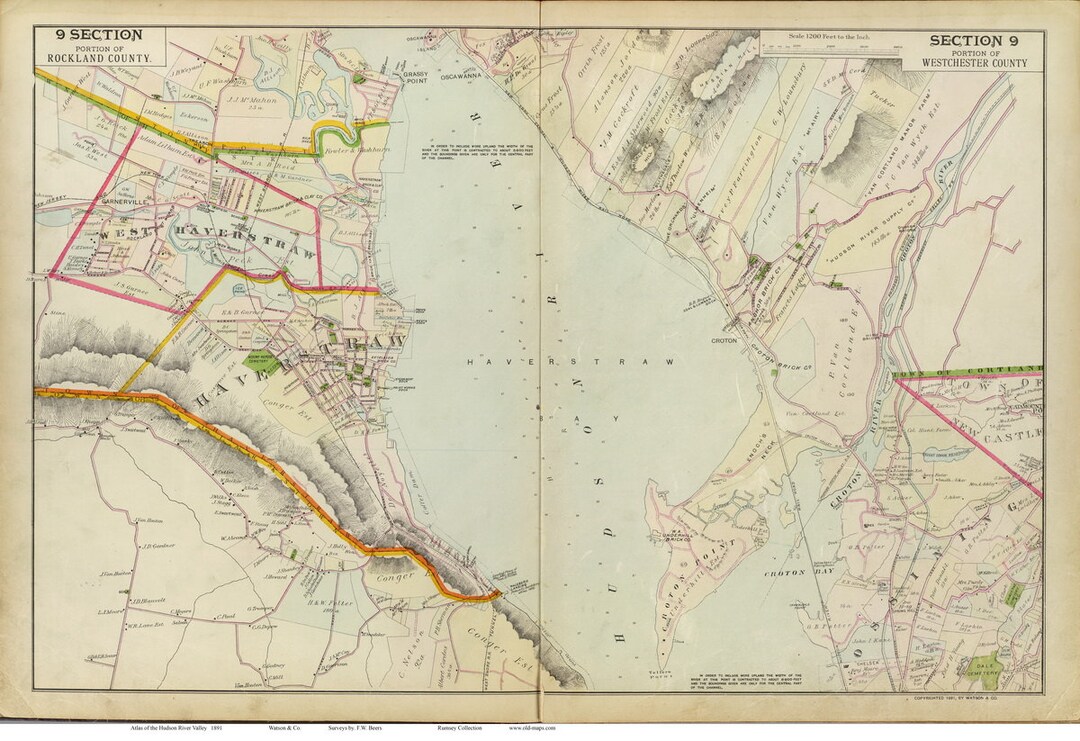 Haverstraw Ossining 1891 Map Reprint Hudson Valley New York Atlas Etsy