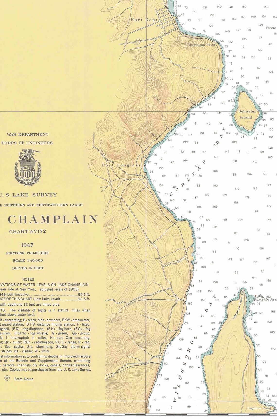 Lake Champlain Plattsburgh NY & Burlington VT 1947 Etsy