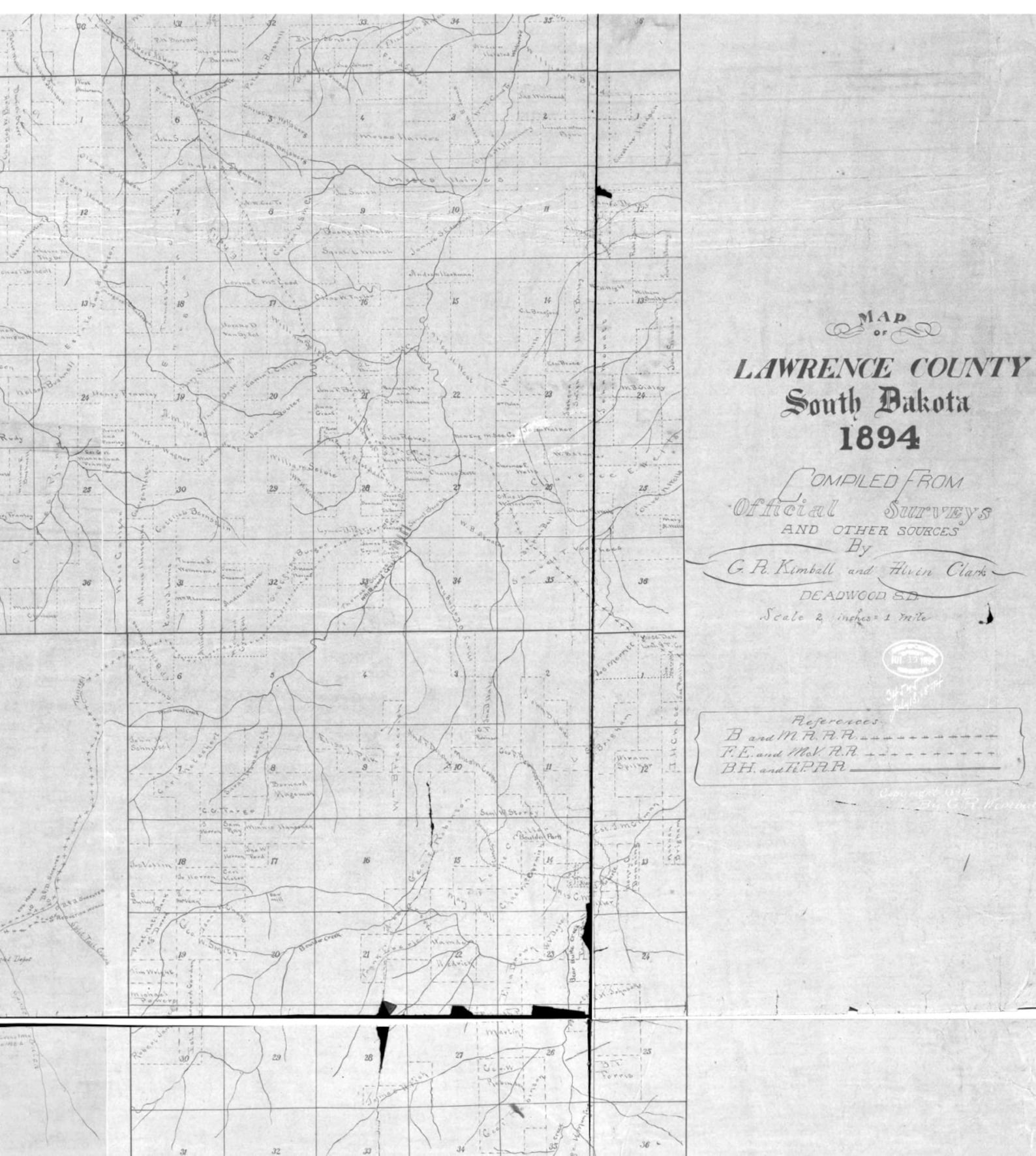 Lawrence County South Dakota 1894 Old Wall Map with Etsy Italia