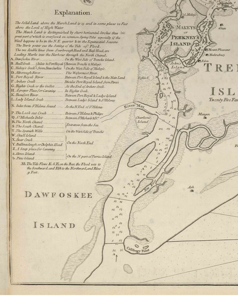 Port Royal 1777 Map South Carolina Hilton Head Island Etsy