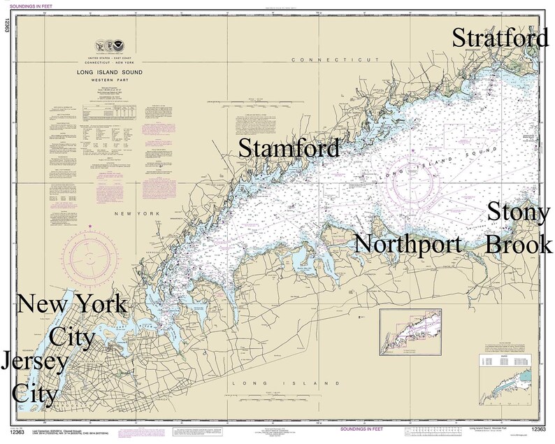 Long Island Sound Western Part 2014 Nautical Map - Etsy