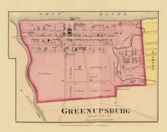 Greenupsburg 1877 Old Town Map Greenup County Kentucky Ohio Valley Atlas Regional 191