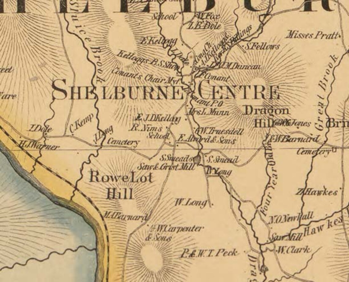 Franklin County Massachusetts 1858 Old Wall Map Reprint Etsy
