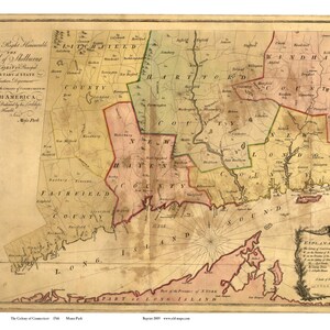 Connecticut 1766 Map - by Park  Reprint
