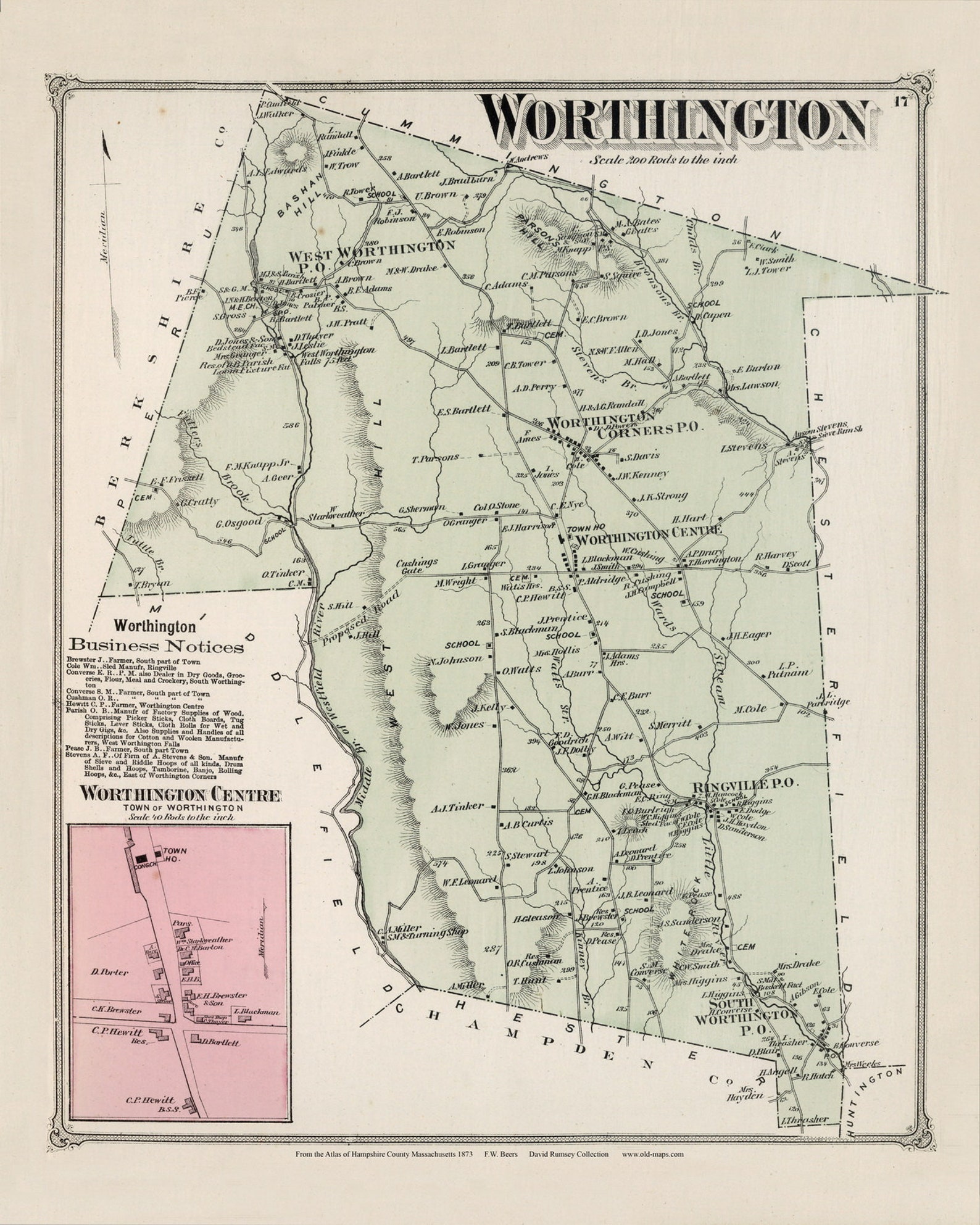 Worthington 1873 Old Town Map Reprint Condado de Etsy