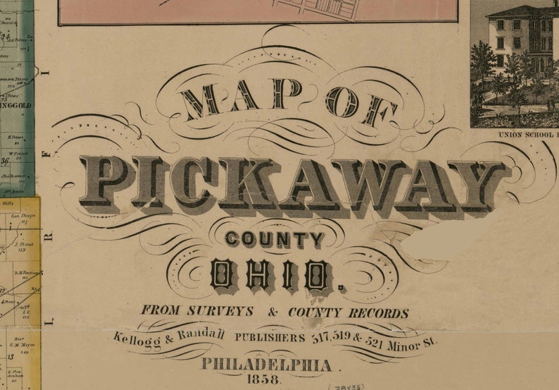 Pickaway County Ohio 1858 Old Wall Map Reprint with Etsy