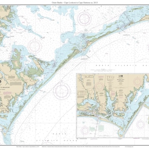 Outer Banks - Cape Lookout to Cape Hatteras  2015 Nautical Map North Carolina - Custom Print  80000 - Reprint